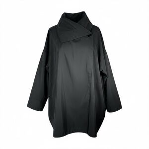Maralyce Ferree Black Nylon Jacket Oversized Windbreaker Raincoat Mod Artsy Cool